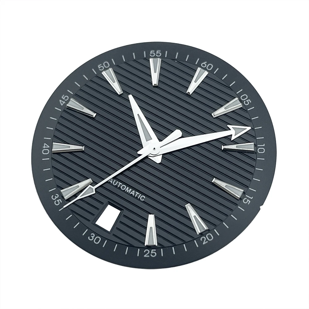 31mm Sterile Watch Dial + Hands Wristwatch Parts for NH35A Mov't Sailboat Splint Texture Aqua AT150 Style Black BGW9 LUME