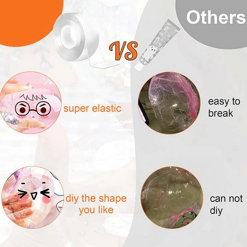 Nanos Kit de cinta de globo de burbujas con pinzas de purpurina, cinta Nano elástica DIY, cintas burbujeantes de doble cara