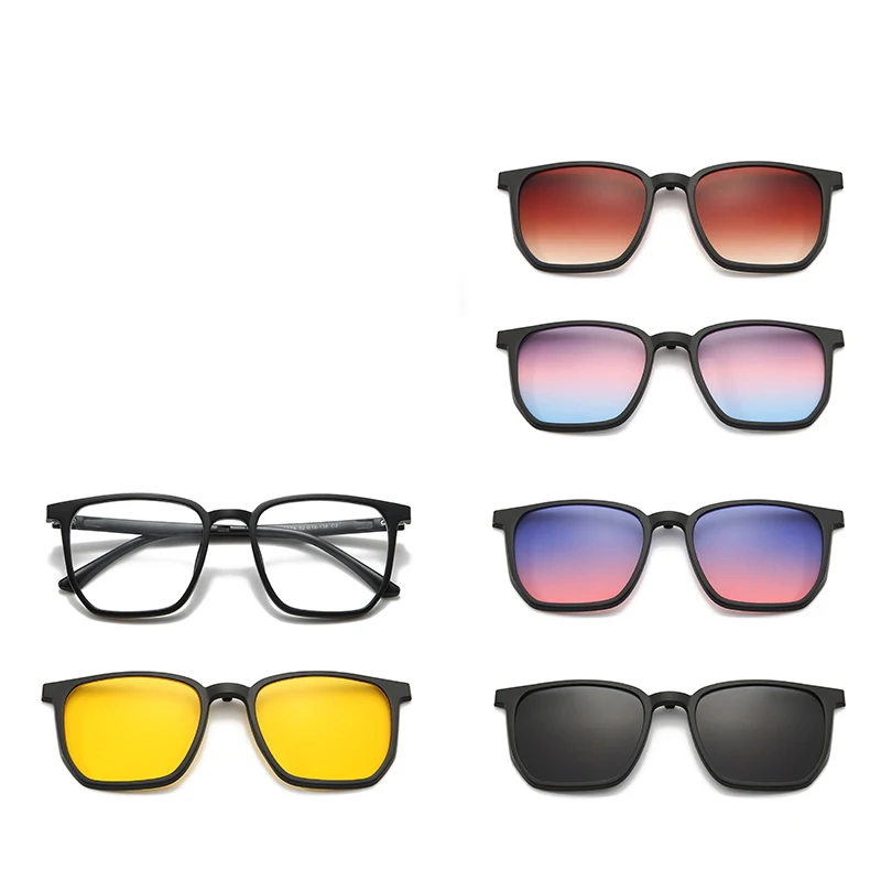 VCKA 6 In 1 Myopia Polarized Sunglasses Big Frame Glasses Men Women Gradient Clip Magnet  Custom Prescription Eyewear -0.5 to-10