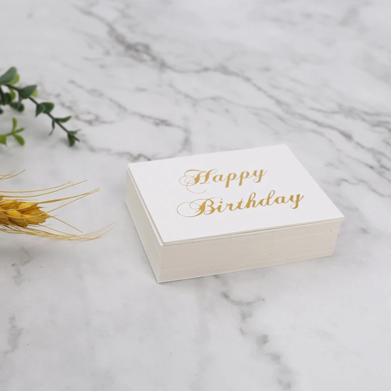 100PCS Bronzing Selamat Ulang Tahun Hadiah untuk Kartu Keinginan Putih untuk Pemilik Usaha Kecil