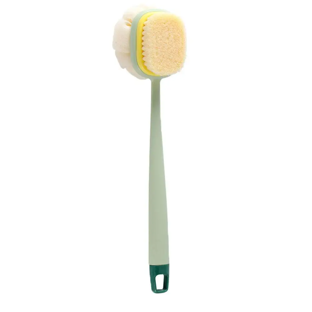 Double-sided Sponge Bath Brush With Long Handle Soft Body Massager Shower Hair Cleaning Back Brush Brushes Exfoliator Skin M4D6