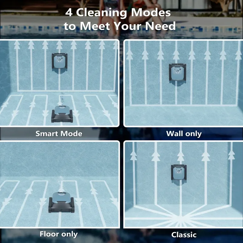 Cordless Robotic Pool Cleaner Automatic Navigation Anti Collision Floating Vacuum for Inground Above Ground Swimming Pools