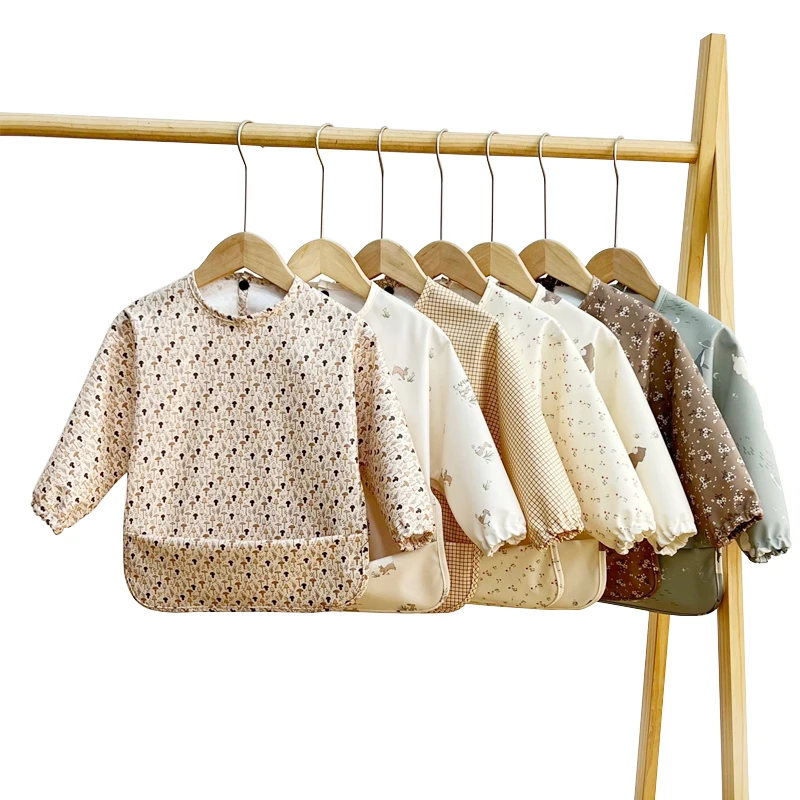 Babero de manga larga para bebé y niño pequeño, bufanda impermeable, delantal de alimentación con bolsillo, paño para eructar, Bandana