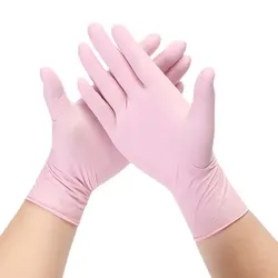 Pink Nitrile Disposable Gloves for Working Kitchen Gardening Dishwashing Household Cleaning Latex Free Nail Salon Tattoo Gloves