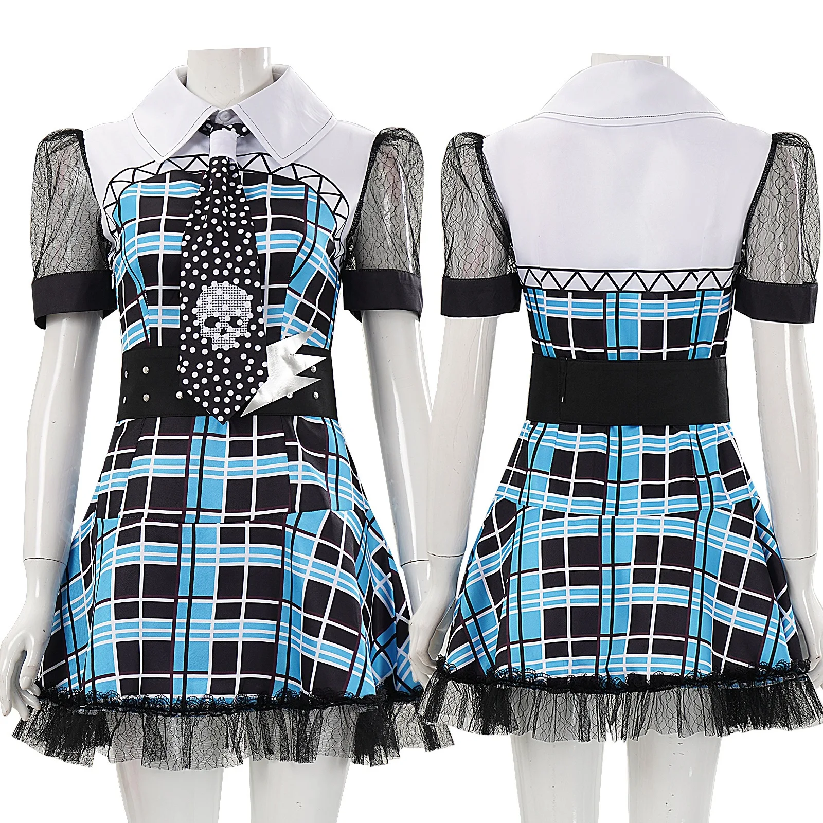 Monster Cosplay Franky Stein Kostüm Perücke Outfit Halloween Weihnachtsfeier Damen Verkleidung Kleidung Zombie Kostüm – Detail 9