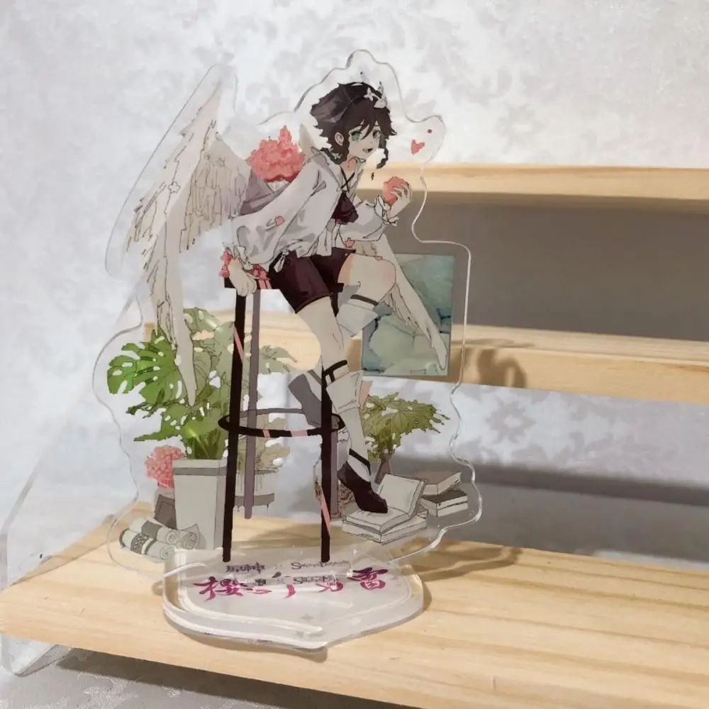 Genshin-alas de Ángel Xiao Venti de 8cm, tarjeta de pie en forma humana, adorno de escritorio, periféricos de juego, regalos de cumpleaños y vacaciones