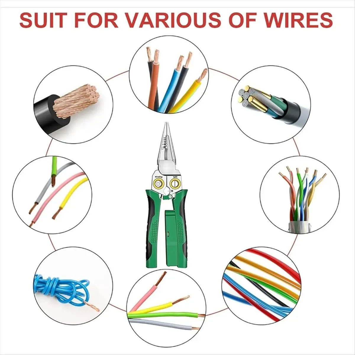 AB06 Wire Stripper Tool Pinzas Electricista with Voltage Tester Stripping Tool Cable Stripper Cutter Crimper for Cutting A