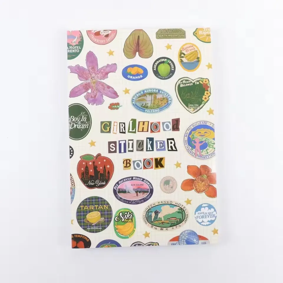 

Vintage Sticker Book - Retro Travel & Fruit Pattern Sticker Storage Book For Journaling Scrapbooking DIY Craft Gift