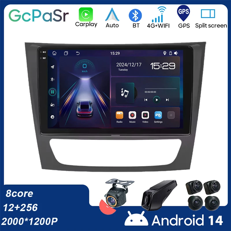 

For Mercedes Benz Clase E S211 W211 2002 - 2009 CLS Clase C219 2004 - 2010 Car Radio Carplay Navigation Multimedia Stereo QLED