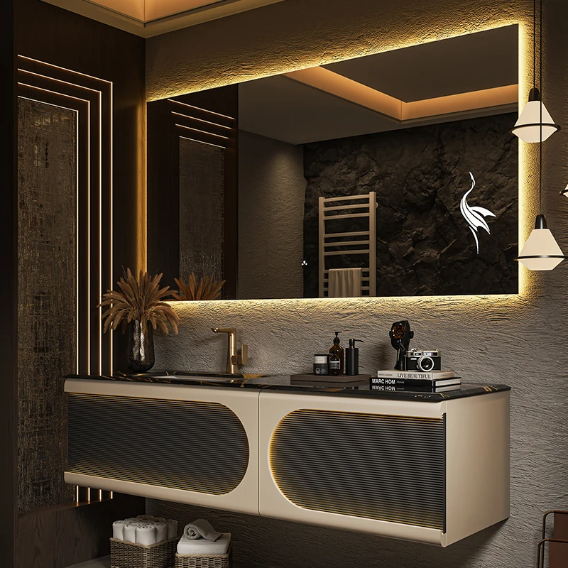 Led Long Old Bathroom Cabinet Mirror Vintage Set Luxury Floating Bathroom Cabinet Storage Vanity Mobile Da Bagno Furniture