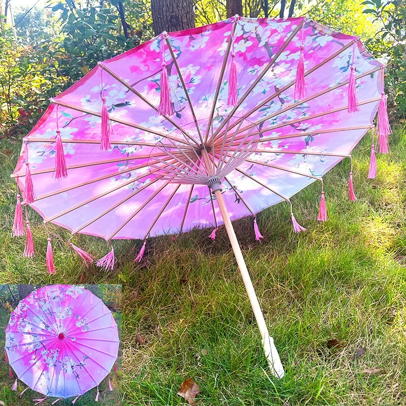 

Net Red Tassel Decorative Ribbon Umbrella Silk Cloth Umbrella Hanfu Umbrella Props Shooting Performance Costume Parasol