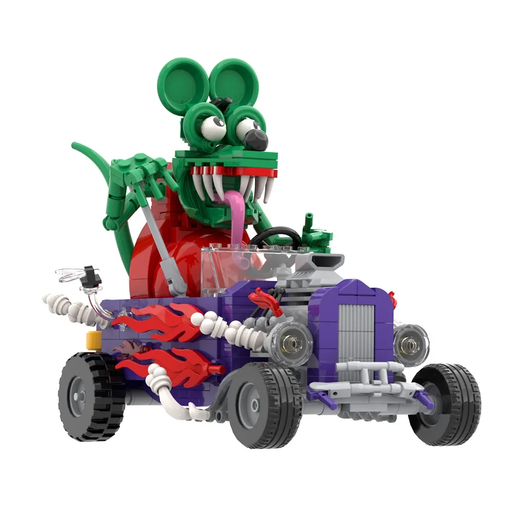 

Gobricks MOC Rat Fink Building Blocks HotRod Rock Style Rat Fink Funny Model Bricks Assemble Educational Toys Kids DIY Gifts