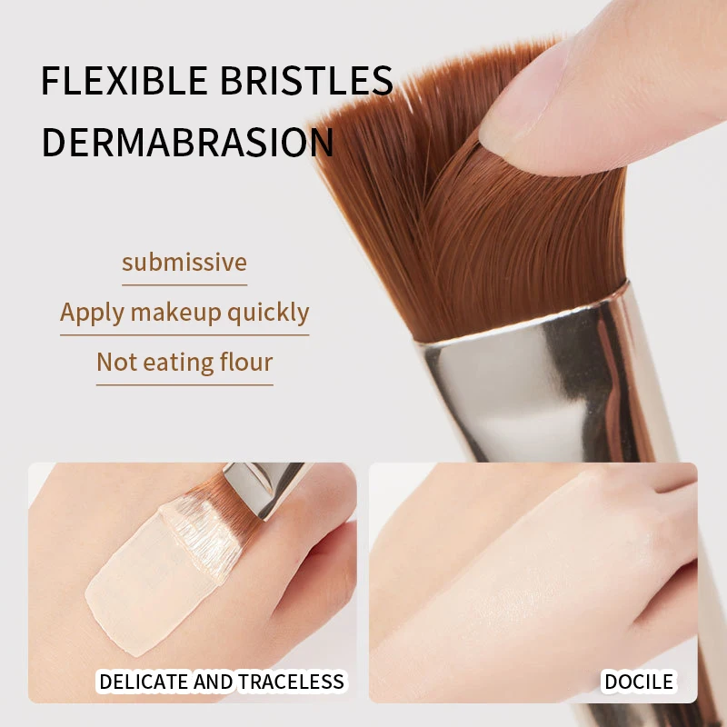 Brocha para base líquida, no come, brocha para máscara en polvo, cabeza plana, base ligera sin rastro, herramientas de maquillaje