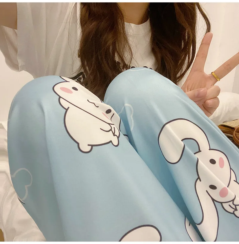 Sanrio Mymelody Cinnamoroll Pajama Long Pant Cartoon Print Loose Trousers Women Sleep Bottoms Room Wear Girl Sleep Home Clothing