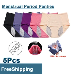 5pcs/Set Leak Proof Menstrual Panties Women Period Underwear Sexy Pants Physiological Underwear Plus Size Waterproof Briefs