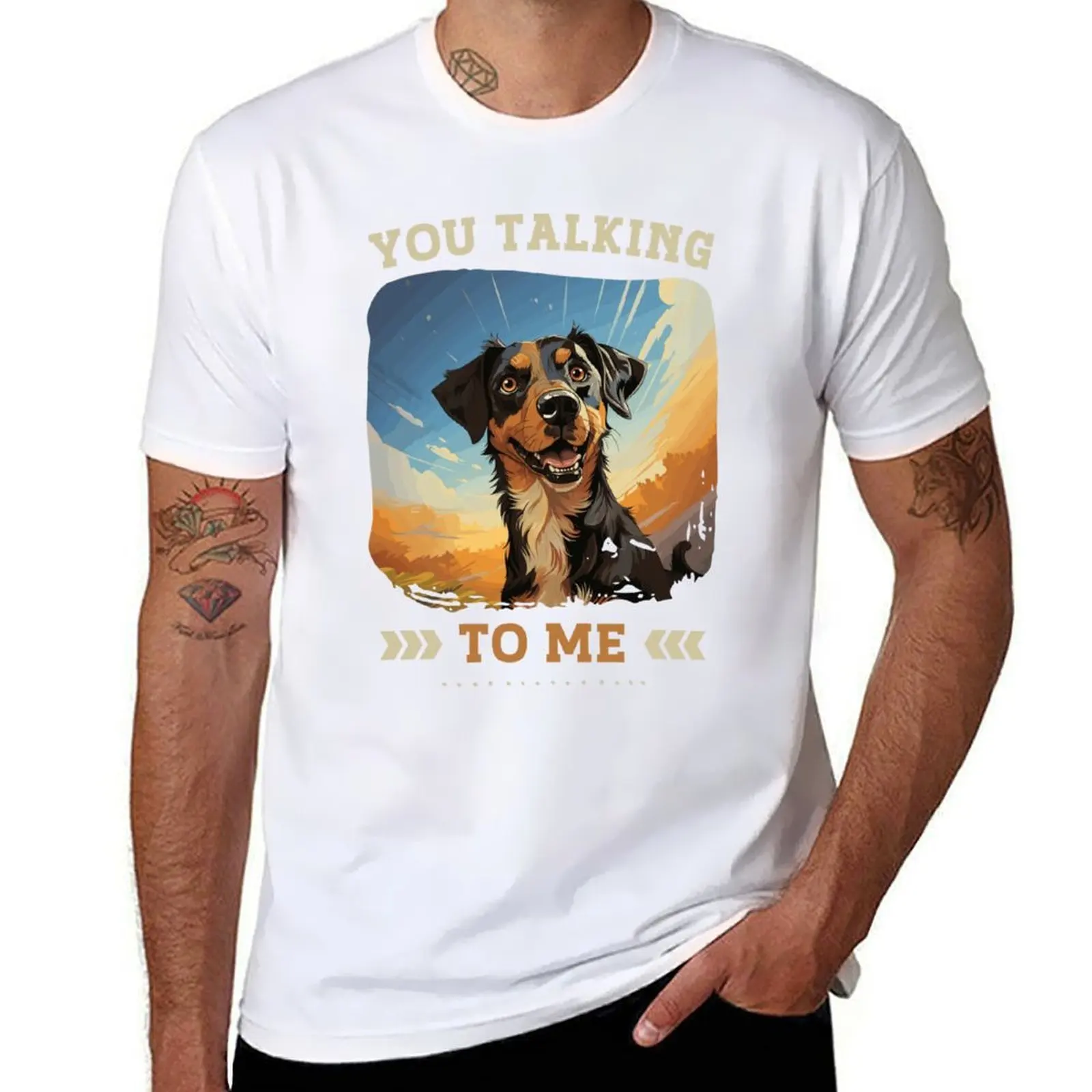

You Talking To Me Funny Dog Graphic T-Shirt t shirt man plain essential t shirt T-Shirt