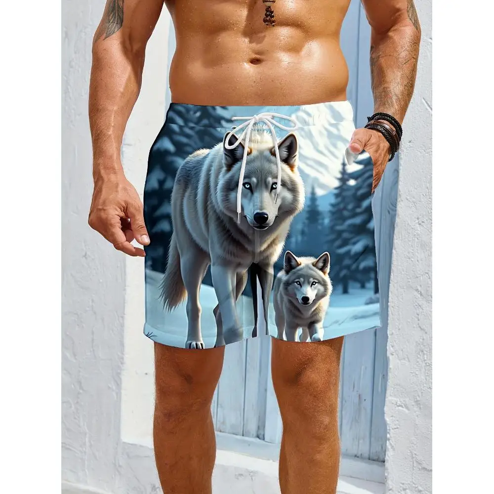 

1pcs Men's Short swim trunks2026 Summer 3D Printed Short sleeve Polyester Quick drying Breathable baggy pants running