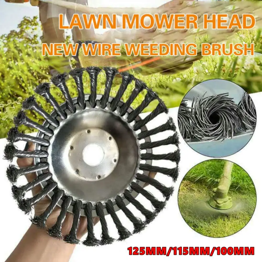 4/5inch Lawn Mower Brushcutter Head Durable Metal Disc Brush Wheel Built-In Fixing Plate Steel Wire Trimmer Head Lawnmower Parts