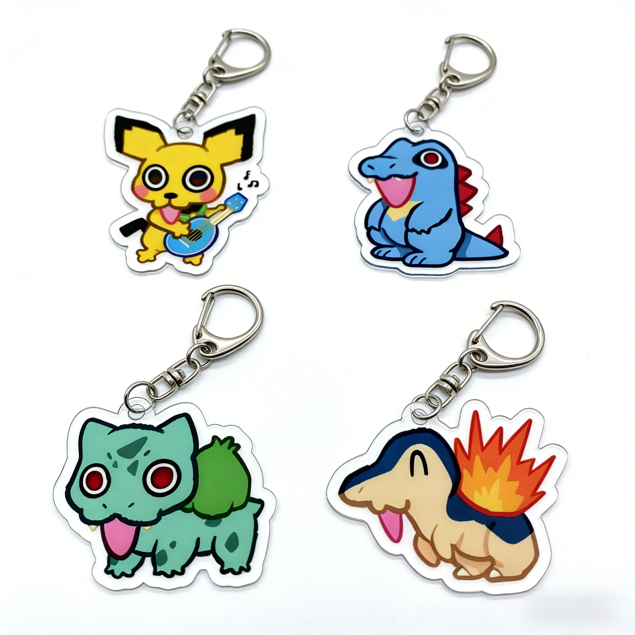 Chaveiro de Acrílico Pokémon Versão Q Fennekin Snivy Chespin, Pingente de Bolsa, Acessórios de Coleção de Anime e Desenho Animado, Presente