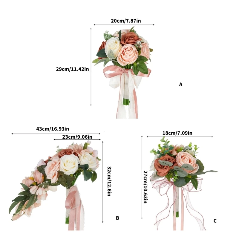 Elegante buquê casamento rosas artificiais decoração noiva com flores seda artificial