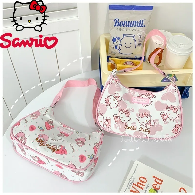 Bolso de hombro de Hello Kitty para mujer, bolso de mano de dibujos animados, marca de lujo, bolso de moda, ligero y de gran capacidad, nuevo