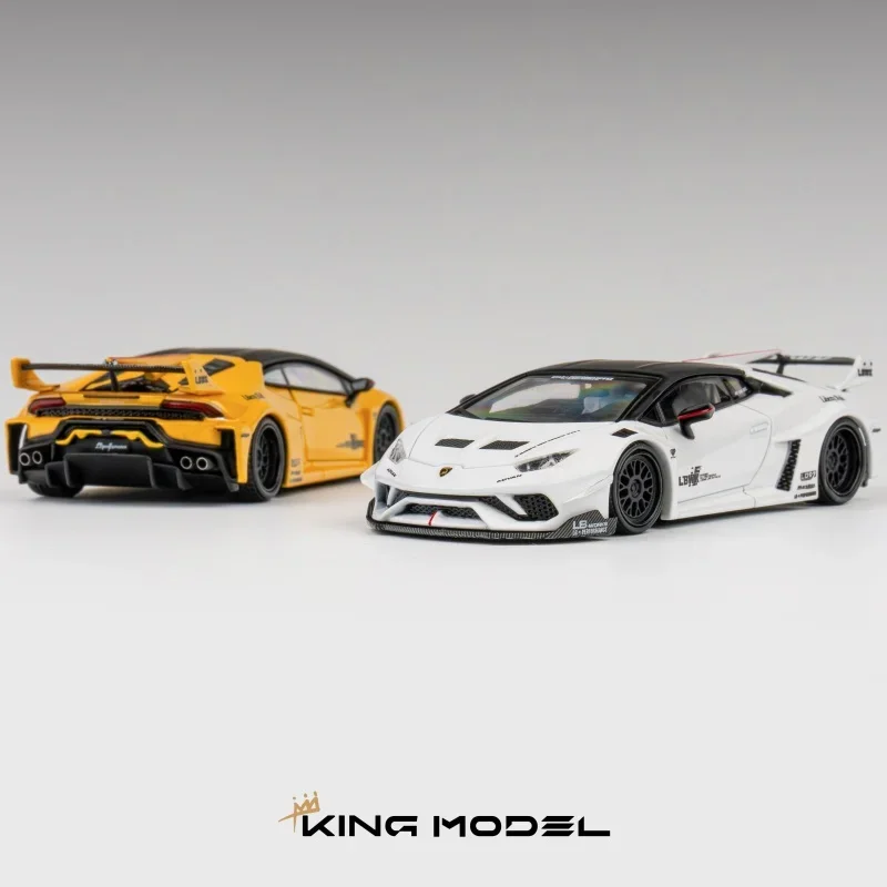 Kingmodel 1:64 LBWK Huracan Wide body modification Yellow/ White Diecast Model Car