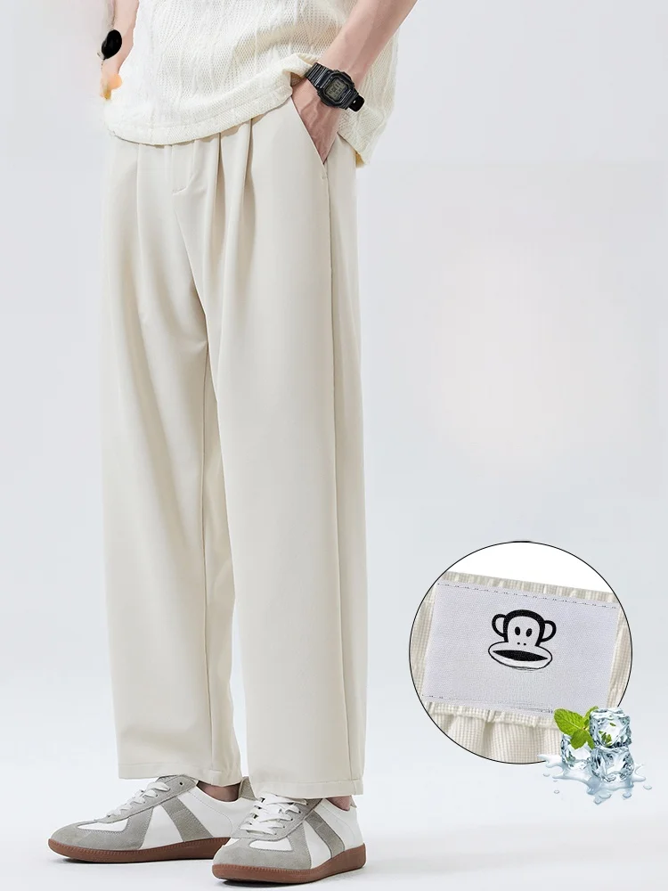 

PaulFrank Men's Busin Casual Trousers Drapey Straight Leg No Ironing Spring New Sle Lightweight Luxury Nine Points