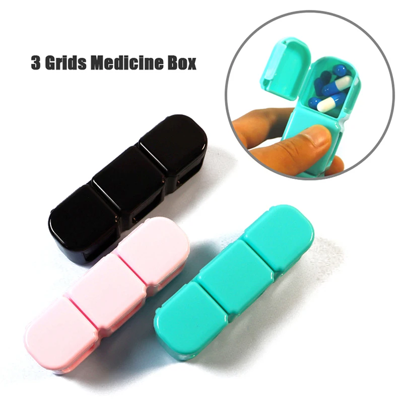 1Pc Sealed 3 Grids Medicine Box Portable Health Care Storage Medicine Box Plastic Box Portable Travel Pill Box