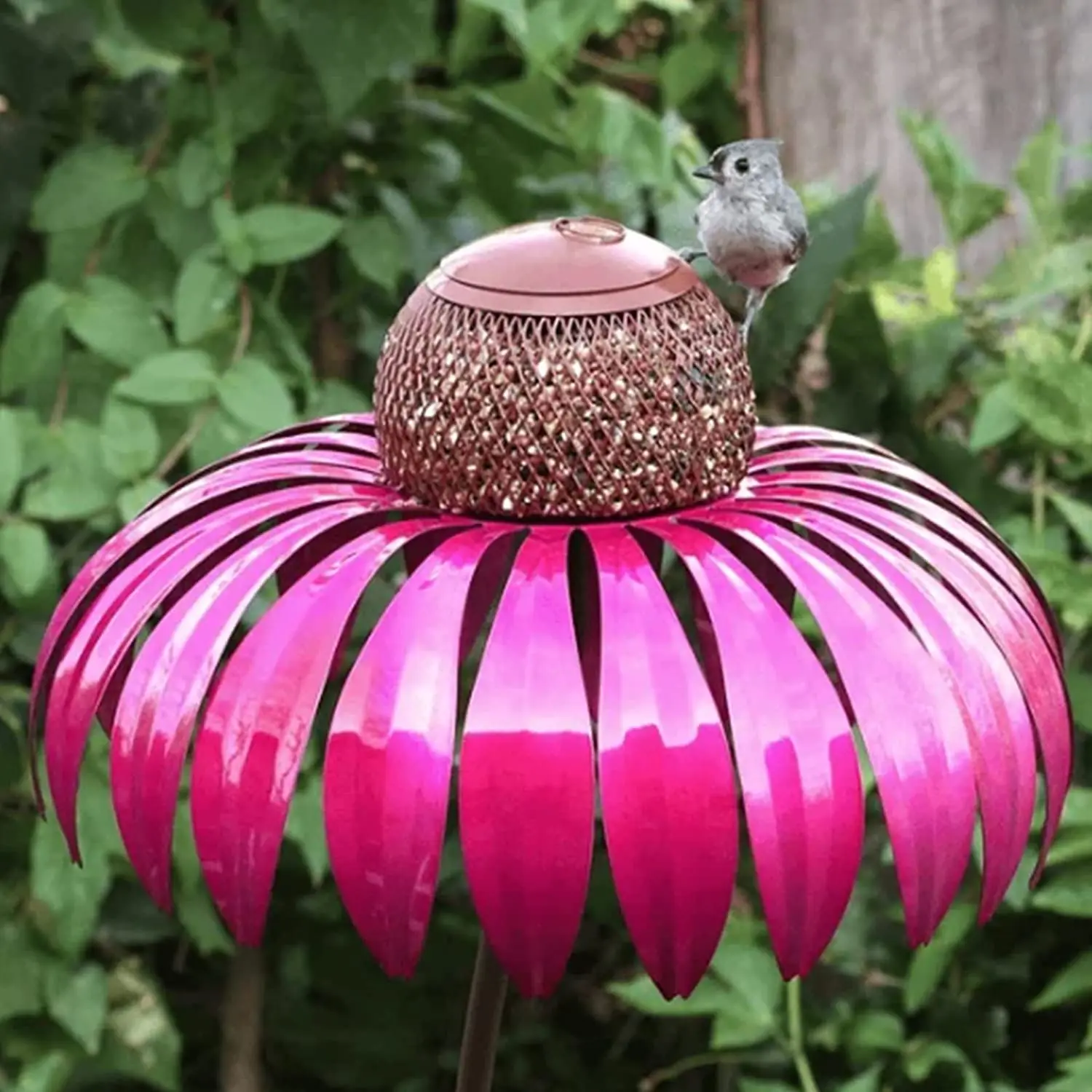 Alimentador de aves creativo y avanzado, soporte de Metal para jardín con tazón de comida, flores, decoración de jardín al aire libre, alimentador