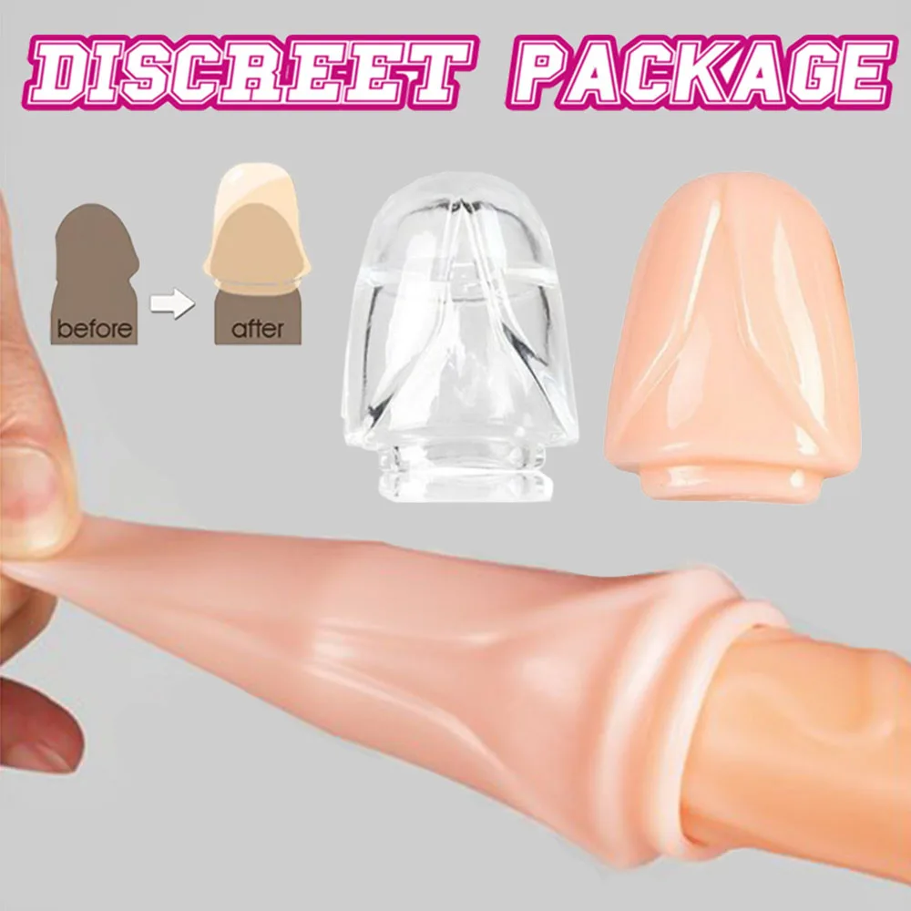 2x Male Glans Sleeve Protector Penis Stretcher Enlarger Extender Penis Delay Extension Ejaculation Adult Sex Product Toys