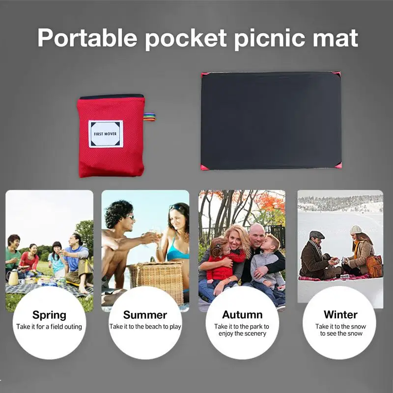 Portable Pocket Picnic Blanket Moistureproof Camping Mat Folding Camping Mattress Outdoor Ultra-thin Waterproof Beach Picnic Mat