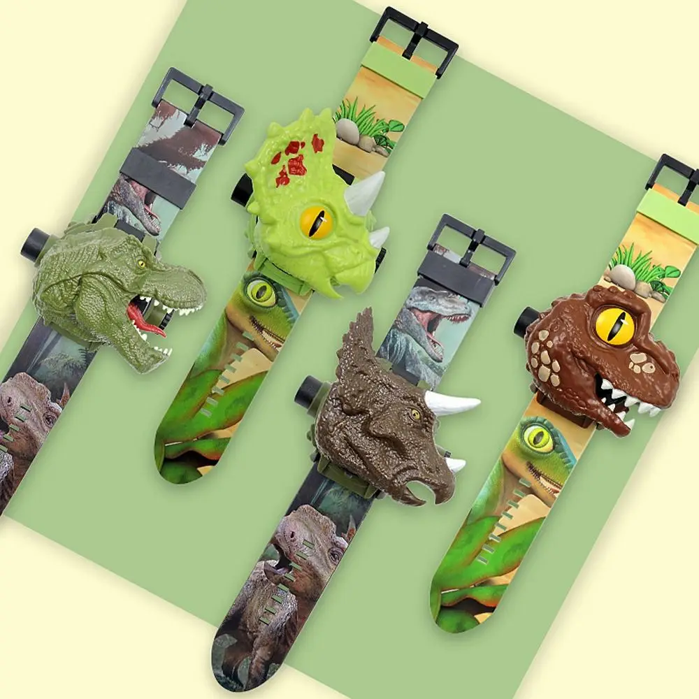 Children Girls Electronic LED Triceratops Tyrannosaurus Rex Dinosaur Projection Watch  Watch Digital WristWatch Cartoon
