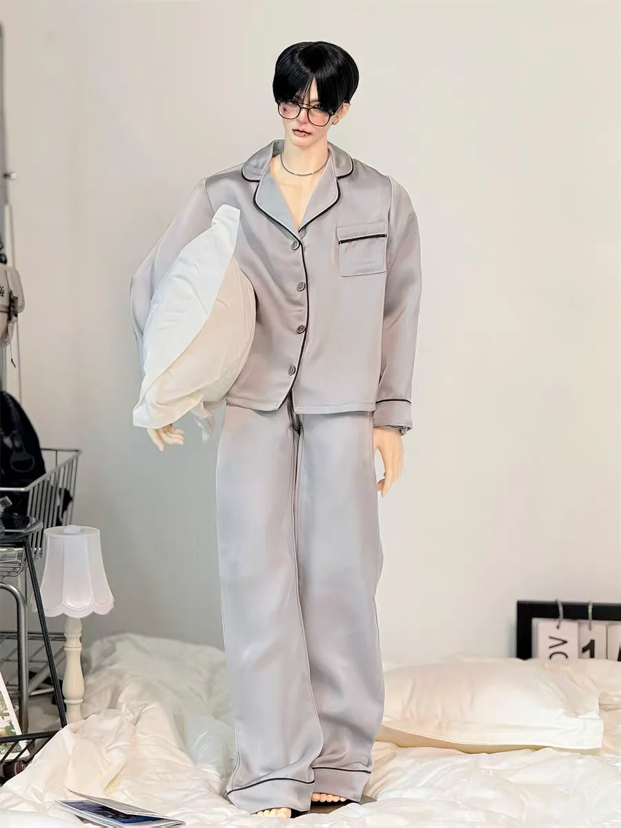 Roupas de boneca bjd adequadas para tio id75 tamanho versátil preguiçoso pijama multicolorido manga comprida roupas para casa conjunto de duas peças masculino