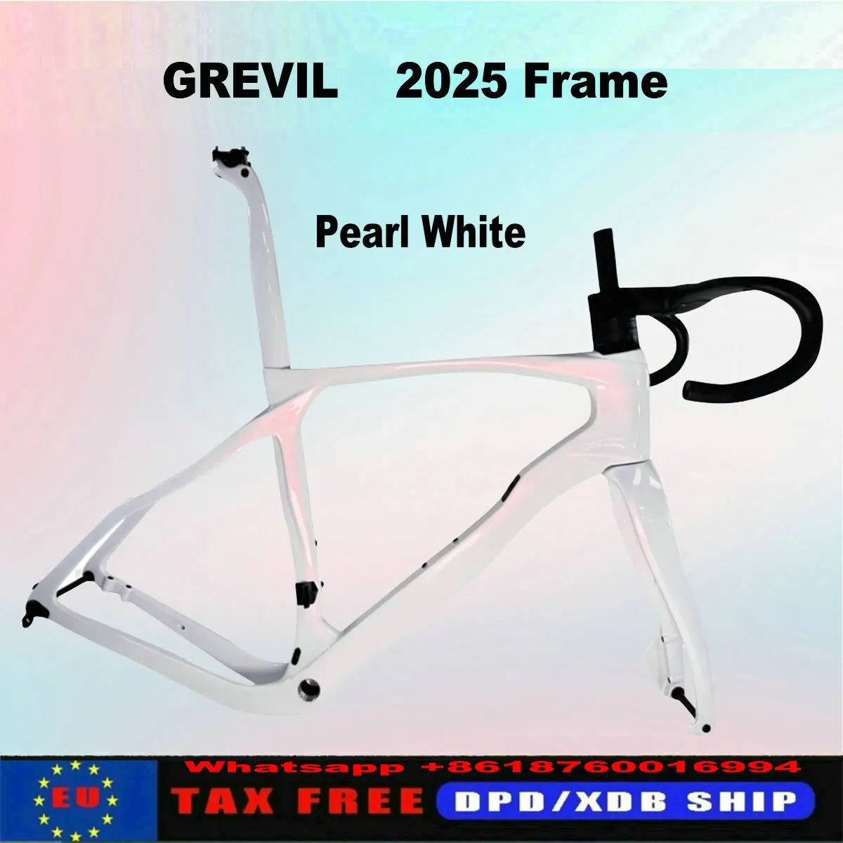 

2025 Grevil Carbon Frame Gravel Framset Pearl White BB68 Handlebar Disc Brake