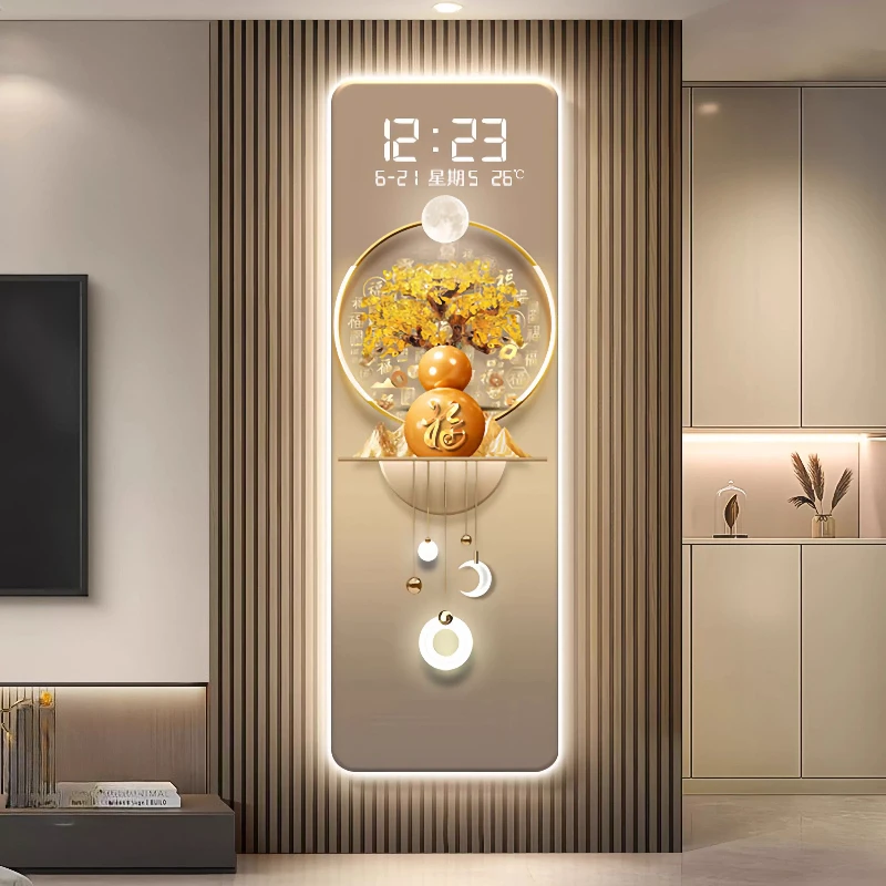 xx-Nordic Vertical Digital Clock Fashion Gold Bedroom Luxury Wall Clock Aesthetic Modern Design Orologio Parete Home Decor^