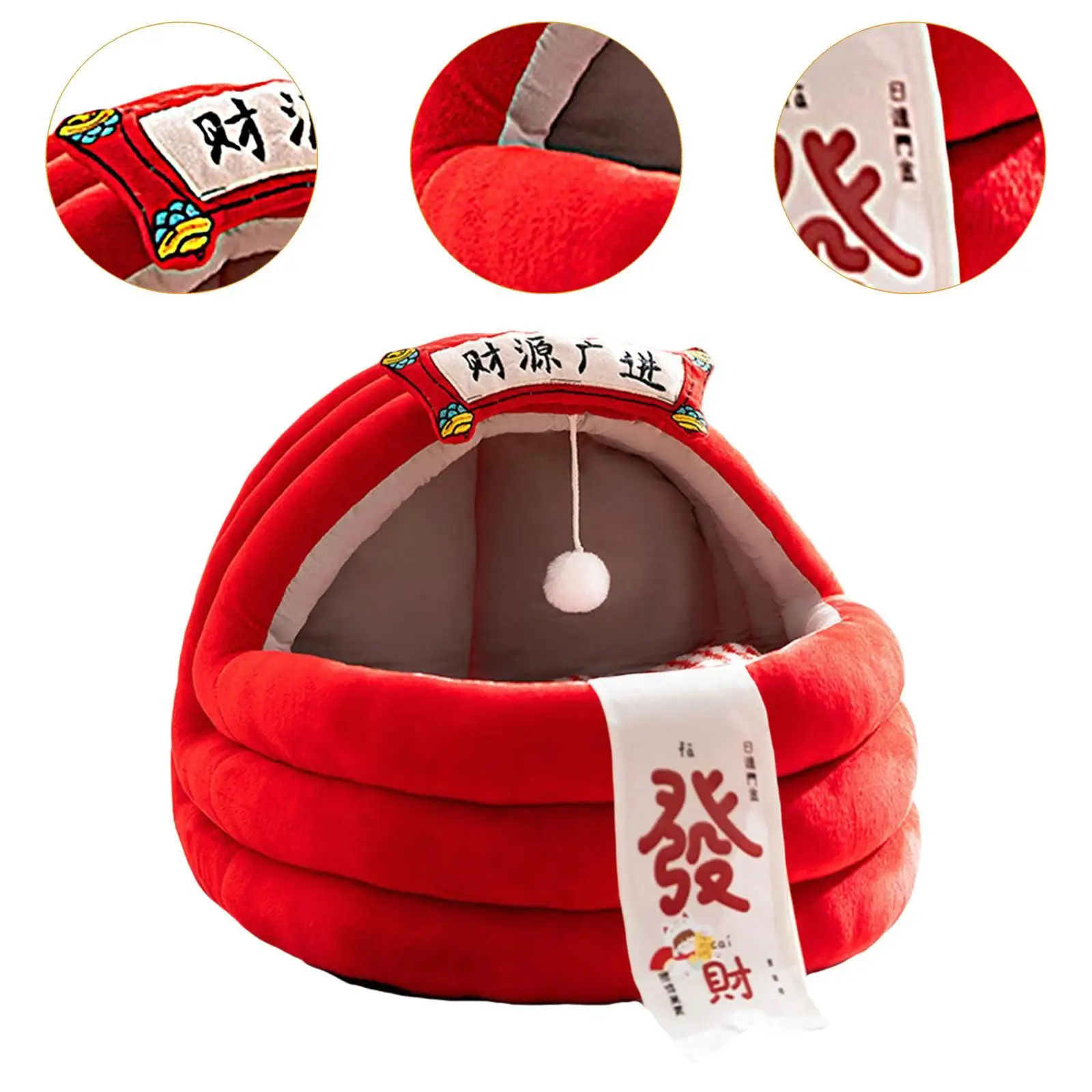 

Cat Bed Warm Nest Cozy Pet Supplies Creative Cute Compact New Year Decoration Sturdy Thicken Cushion Pet Bed Small Dog Cave