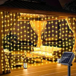 1pc Curtain String Lights, Solar Powered Fairy Lights,Wedding Christmas Garland Halloween Party New Year Garden Home Decoration