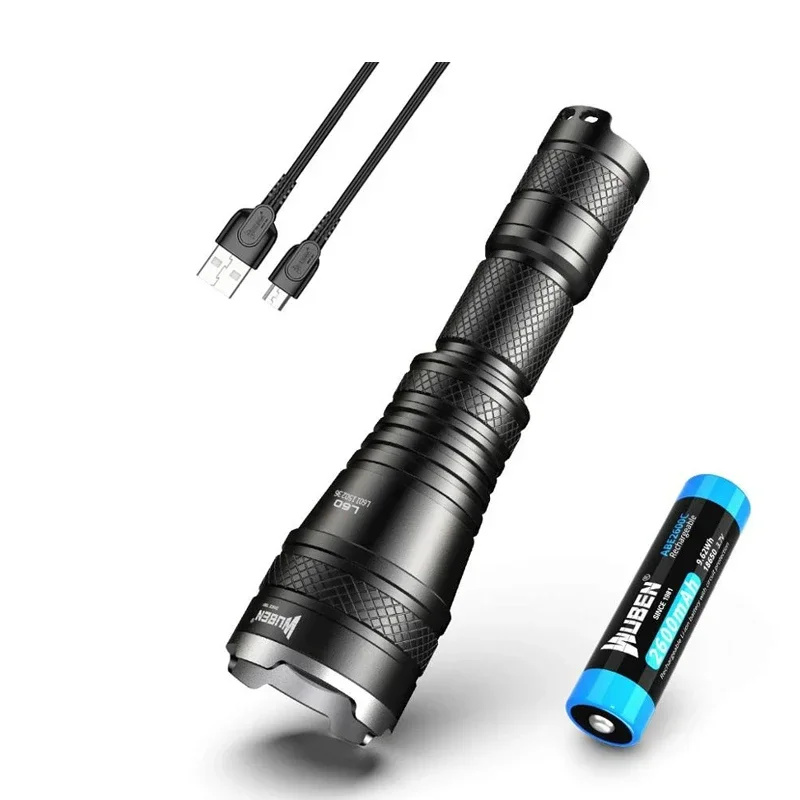 WUBEN L60 Rechargeable High-Powerful Tactical Flashlight 1200LM Zoomable 5 Lighting Modes With Battery Troch Light Self-defense