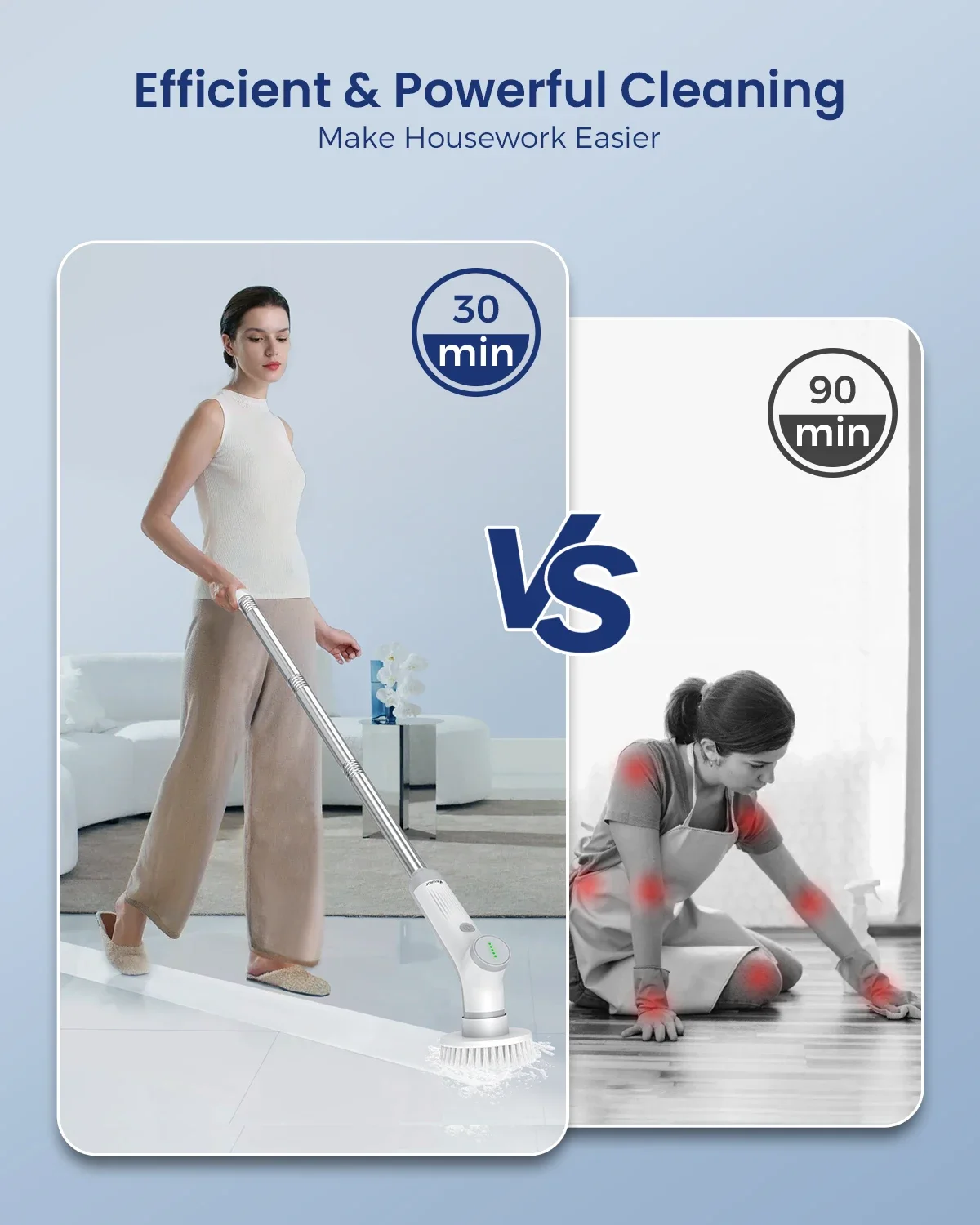

VEWIOR Electric Spin Scrubber, 2024 New Cordless Cleaning Brush, Dual Speeds, 3 Replaceable Brush Heads, Electric Cleaning Brush