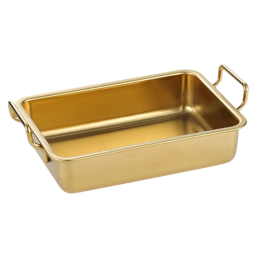 

1pc Stainless Steel Fried Chicken Tray Flat Bottom Food Serving Tray For Kitchen Camping Bbq Picnic Snacks Fruits