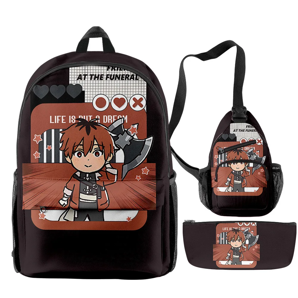 

Trendy Popular Novelty Funny Frieren 3D Print 3pcs/Set pupil School Bags Travel Laptop Backpack Chest Bag Pencil Case
