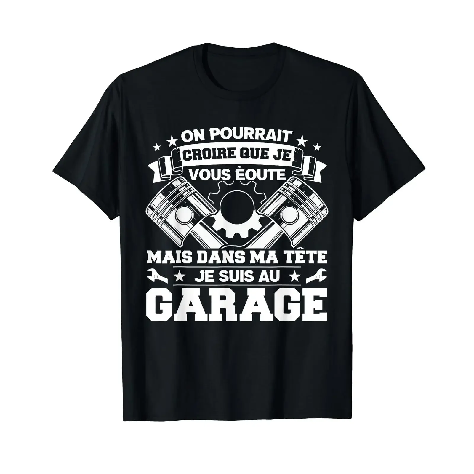 Car Mechanic Je Serai Dans Mon Garage T Shirt Black S vintage Washed Versatile graphic Comfortable streetwear Stretched Stylish