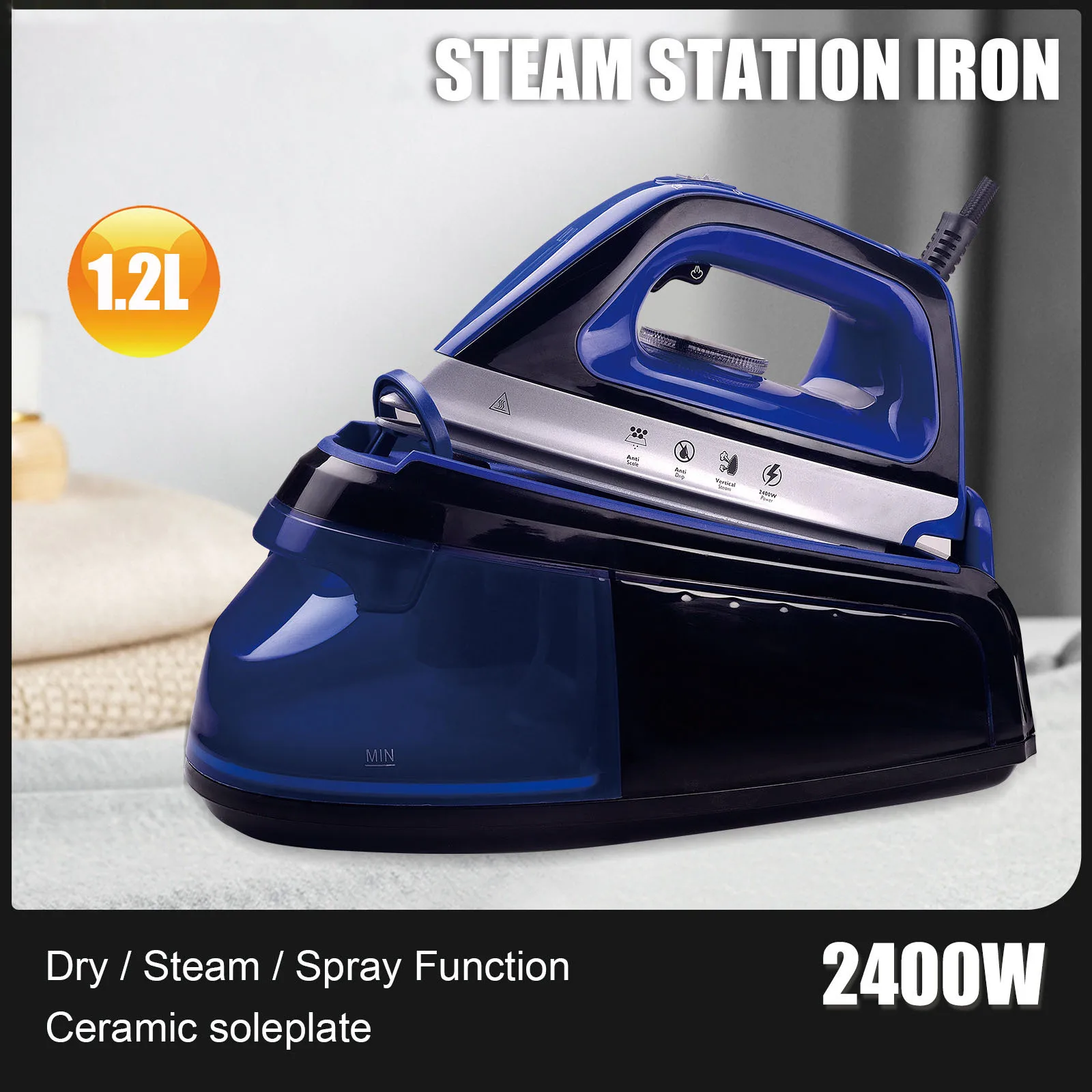 مكواة بخار جديدة كبيرة لخزان المياه، مكواة بخار منزلية محمولة، مكواة لدرجة الحرارة قابلة للتعديل، مكواة بخار مدمجة وخفيفة الوزن