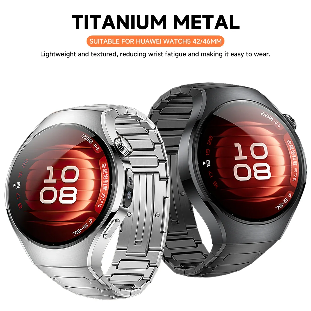 Original Titanium Strap for Huawei Watch 5 46MM No Gaps Luxury Metal Band for Huawei Watch 5 42mm Business Band Correa