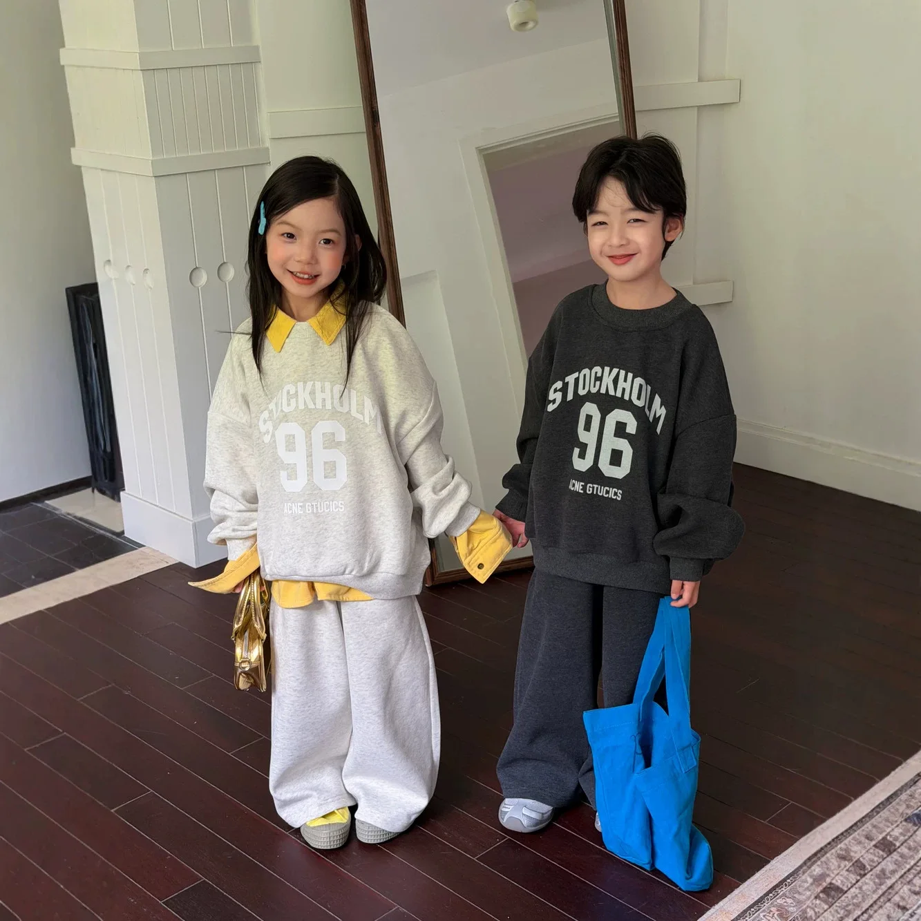 Boys Suit  Spring and Autumn Childrens Wear Boys and Girls Foreign Style Casual Letter Hoodie and Pants Two-piece Set