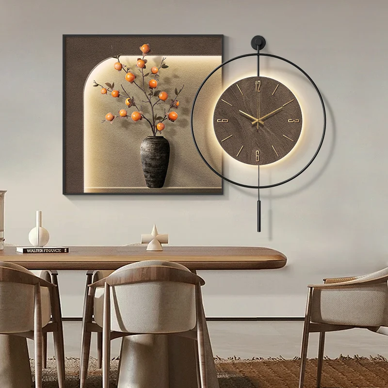 Modern LED Mural Light For Corridor Living Room Kitchen Table Background Hanging Painting With A Clock Wall Lamp Home Decoration