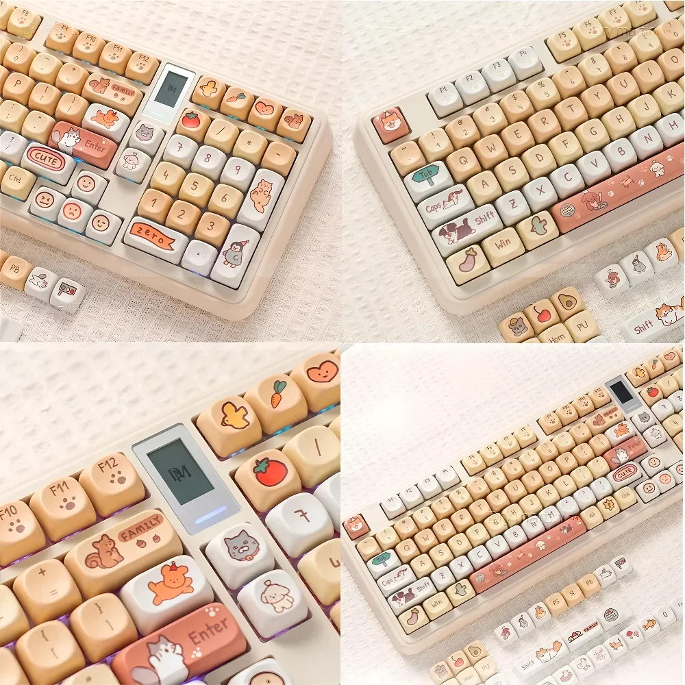 

GEFENSI Pet Park 132 Key PBT MOA Keycaps, Cute Keycaps, Suitable For Mechanical Keyboard 61/64/68/75/84/87/96 Layout