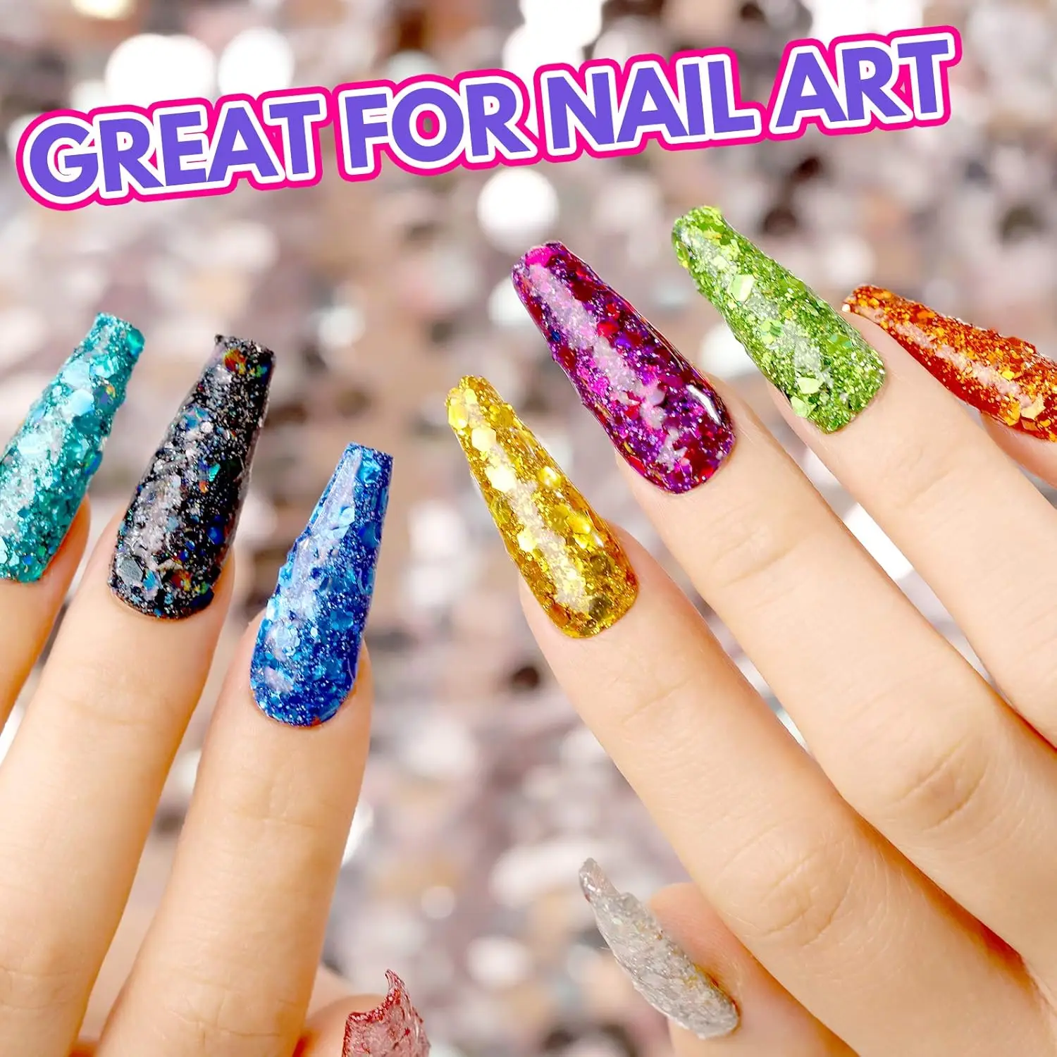 3g*32Bottle Laser Nail Art Glitter Sequins Holo Mixed Hexagon Chunky&Fine Flakes Xams Sparkly Body/Eye/Face/Manicure DecorPowder