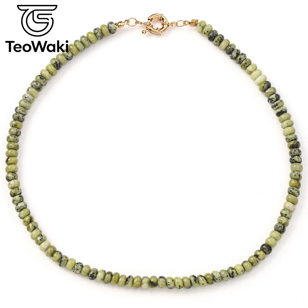 TeoWaki 4x6mm Natural Strawberry Turquoises Abacus Bead Necklace Jewelry for Men Women Holiday Gift Symbol of Kindness 40cm