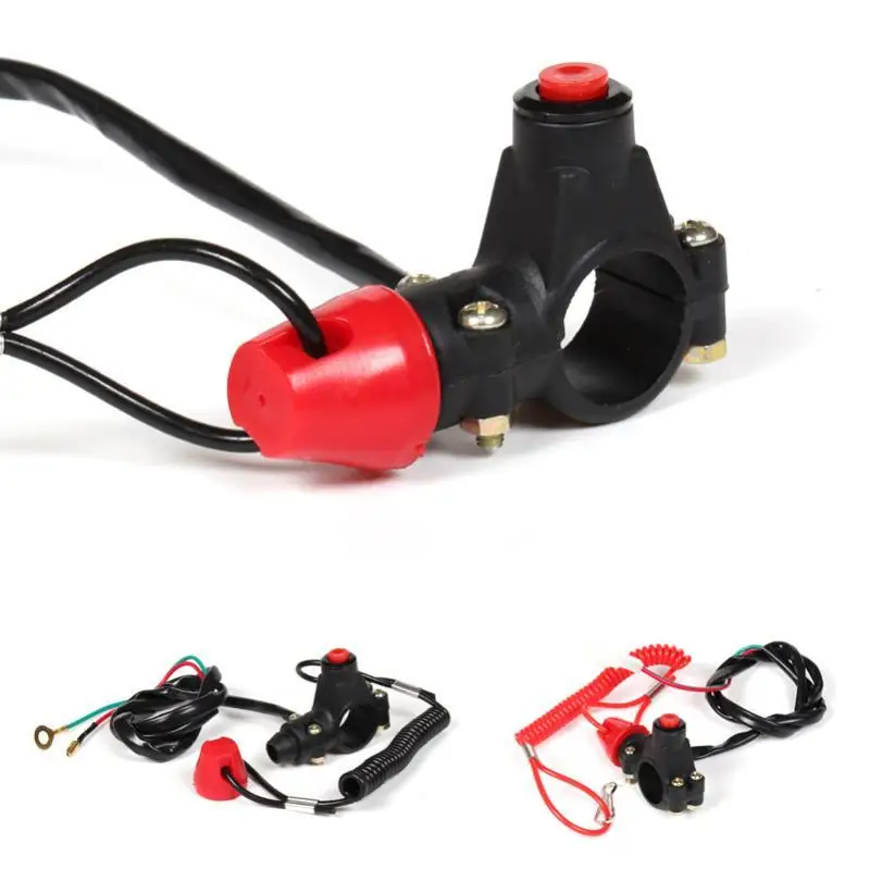 Universal Handlebar 2 Wire Tether Kill Switch Anti Lost Safety Stop Switch for 49cc Dirt Pit Bike ATV Go Kart Racing Use